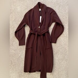 Varley Safiya knit sweater coat coffee bean